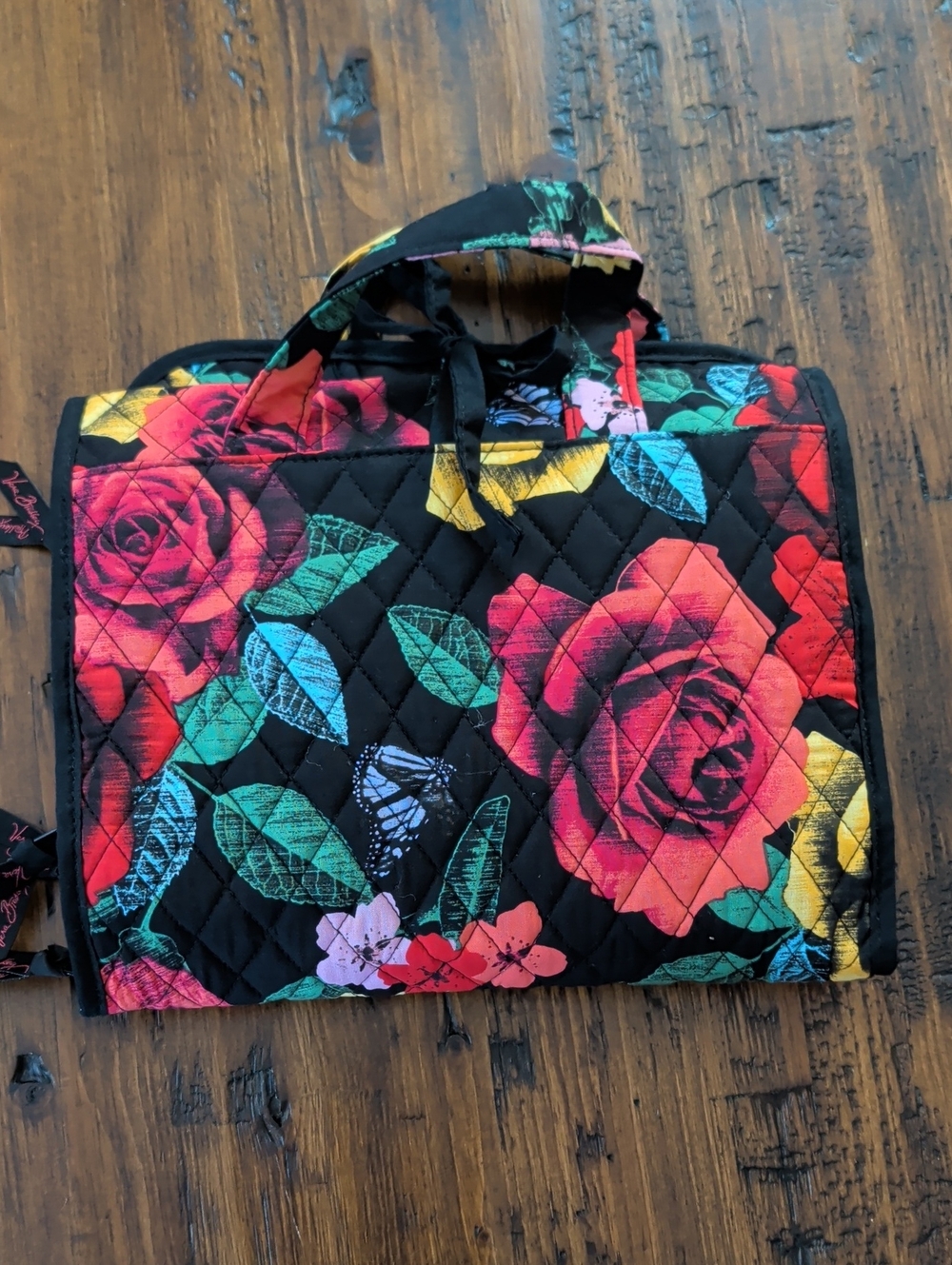 Vera Bradley Havana Rose Black Quilted Hanging Travel Cosmetic Bag New SALE!! - Picture 4 of 14